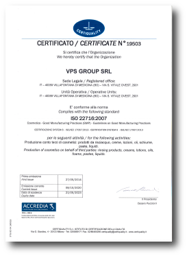 certifications 2 cosmetics italy vps group
